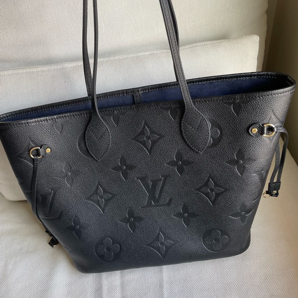 Louis Vuitton Neverfull Mm black monogram empreinte leather tote bag - Picture 2 of 5